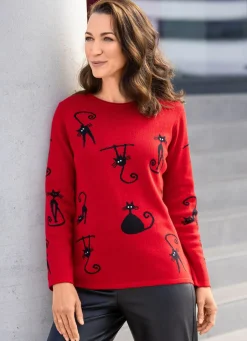 Damen Mona Pullover<Pullover mit Katzenmotiven