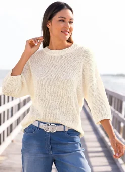 Damen Mona Basics|Pullover<Pullover mit Leinen