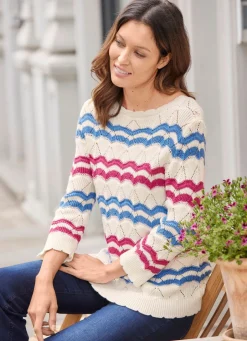 Damen Mona Pullover<Pullover mit Mustermix im Ringeldessin