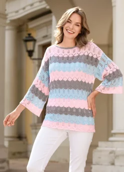 Damen Mona Pullover<Pullover mit Mustermix im Blockringeldessin