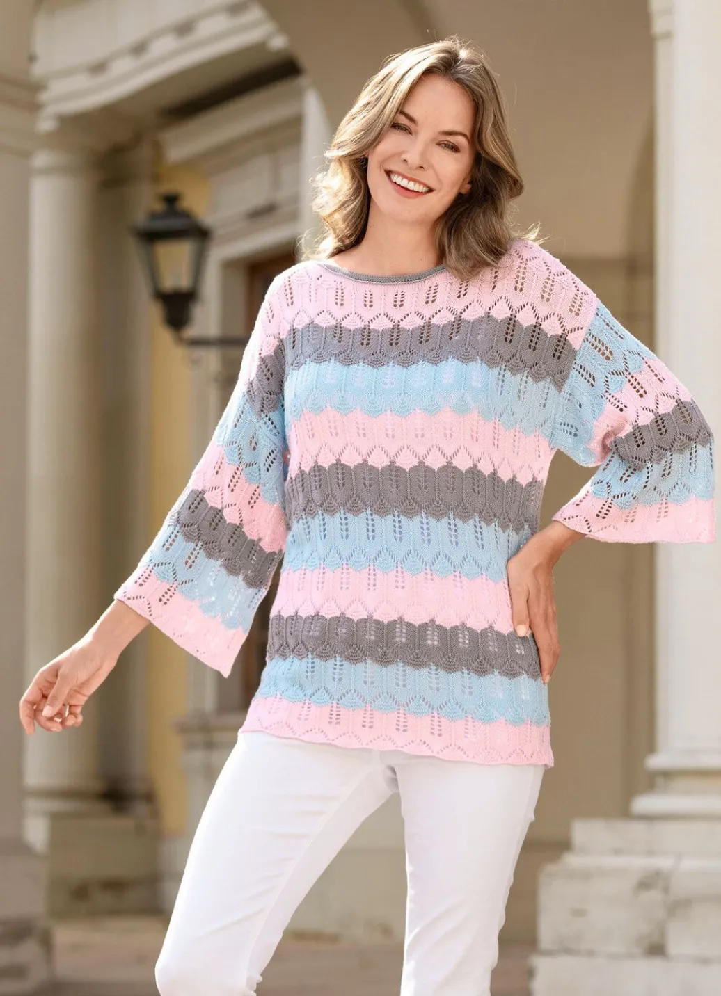 Damen Mona Pullover<Pullover mit Mustermix im Blockringeldessin