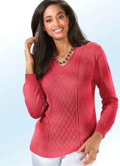 Damen Mona Pullover|Basics<Pullover mit Rautenstruktur