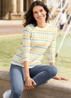Damen Mona Pullover<Pullover mit Ringeln in Wellendessin