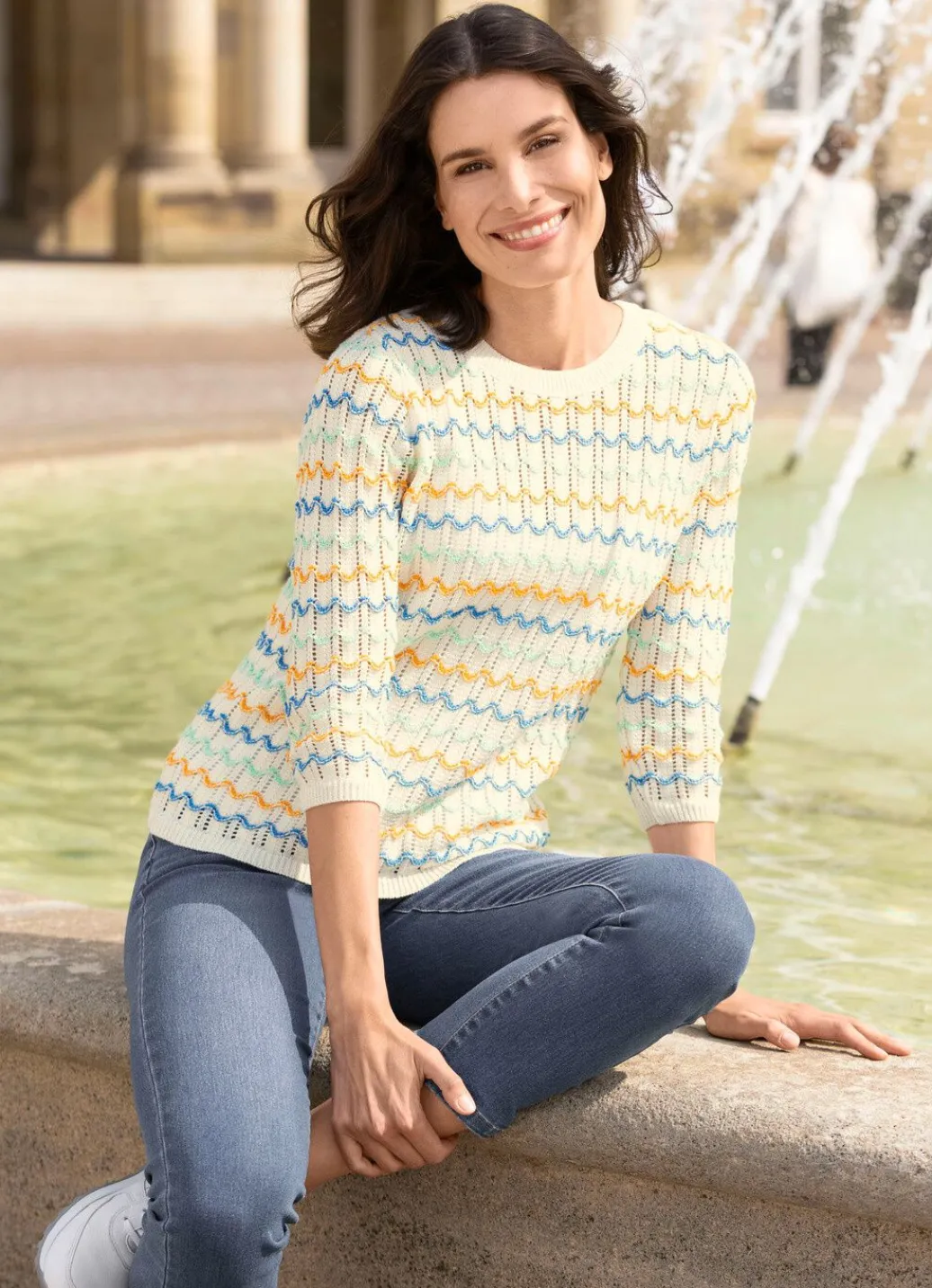 Damen Mona Pullover<Pullover mit Ringeln in Wellendessin