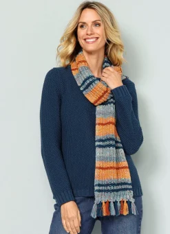 Damen Mona Pullover<Pullover mit Schal in Grobstrick