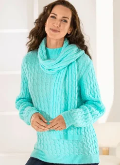 Damen Mona Basics|Pullover<Pullover mit Schal in weicher Qualität
