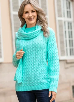 Damen Mona Basics|Pullover<Pullover mit Schal in weicher Qualität
