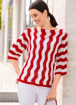 Damen Mona Pullover<Pullover mit streckendem Wellendessin