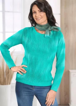 Damen Mona Basics|Pullover<Pullover mit streckendem Zöpfchenmuster