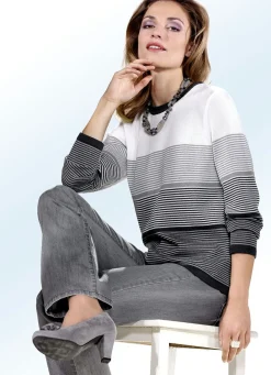 Damen Mona Pullover<Pullover mit Streifen rundum