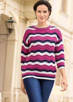 Damen Mona Pullover<Pullover mit Wellen-Ringeldessin
