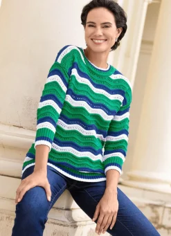 Damen Mona Pullover<Pullover mit Wellen-Ringeldessin