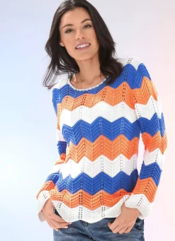 Damen Mona Pullover<Pullover mit Zackenringeln