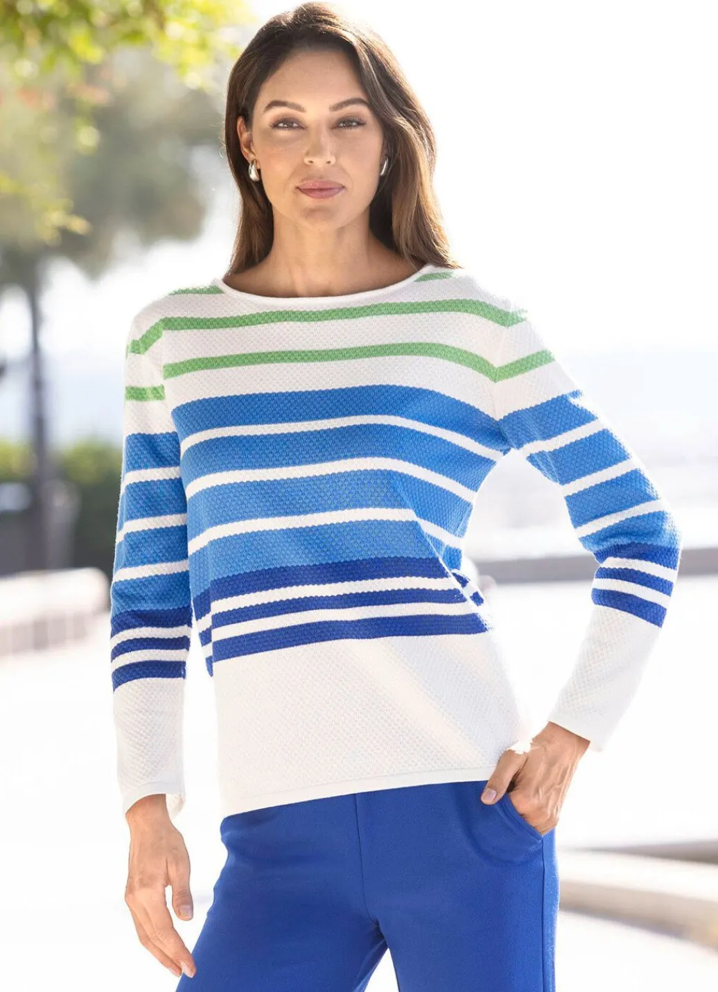 Damen Mona Pullover<Pullover mit zartem Strukturmuster