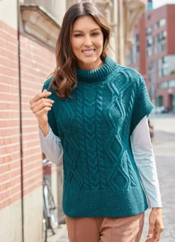 Hot Pullunder in Perlfang mit Zopfmuster Damen Pullunder|Basics