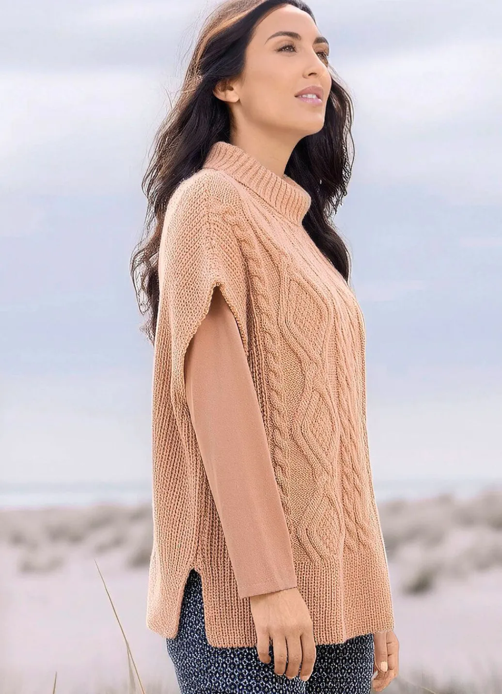 Sale Pullunder in Perlfang mit Zopfmuster Damen Pullunder|Basics