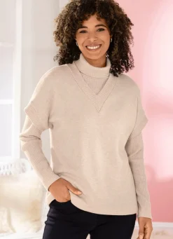Clearance Pullunder mit Rippenakzenten Damen Pullunder|Pullover