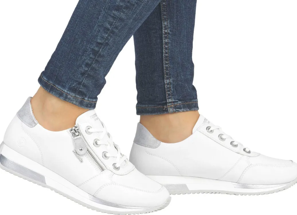 Online Remonte Schnür-Sneaker mit silberfarben schimmerndem Kontrast-Besatz Damen Schnürschuhe