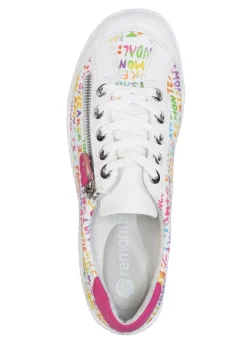 Online Remonte Sneaker aus beschichtetem, frech bedrucktem Leder Damen Sneaker & Sportschuhe|Schnürschuhe