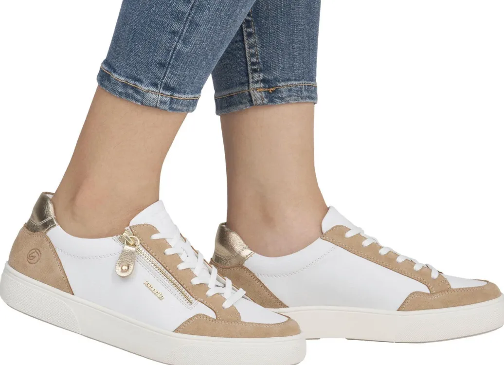 Discount Remonte Sneaker aus Nappa- und Veloursleder mit Metallic-Besatz Damen Sneaker & Sportschuhe|Schnürschuhe