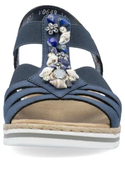 Rieker, edle Damen-Sandalen, mit Riemchen und Elastikbandagen Damen Sandalen