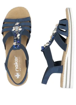 Rieker, edle Damen-Sandalen, mit Riemchen und Elastikbandagen Damen Sandalen