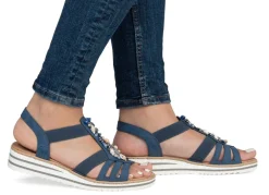 Rieker, edle Damen-Sandalen, mit Riemchen und Elastikbandagen Damen Sandalen