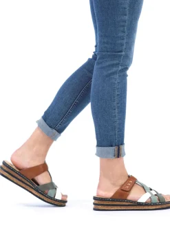 Sale Rieker, leichte Damen-Pantoletten, mit Klettverschluss Damen Pantoletten