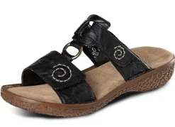 Rieker, modische Damen-Pantoletten, Weite H, mit Klettverschluss Damen Pantoletten