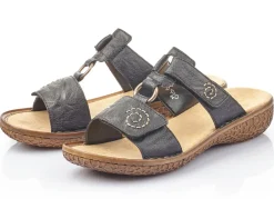 Rieker, modische Damen-Pantoletten, Weite H, mit Klettverschluss Damen Pantoletten