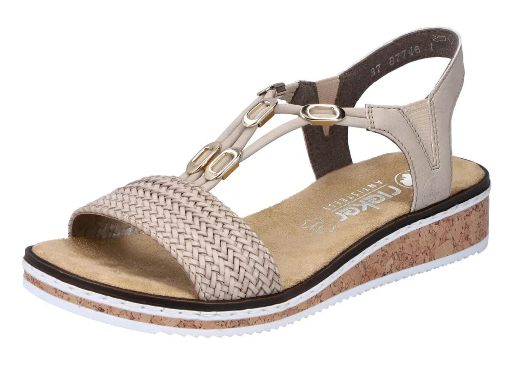 Discount Rieker Sandale mit Flechtung und Metallschmuck Damen Sandalen