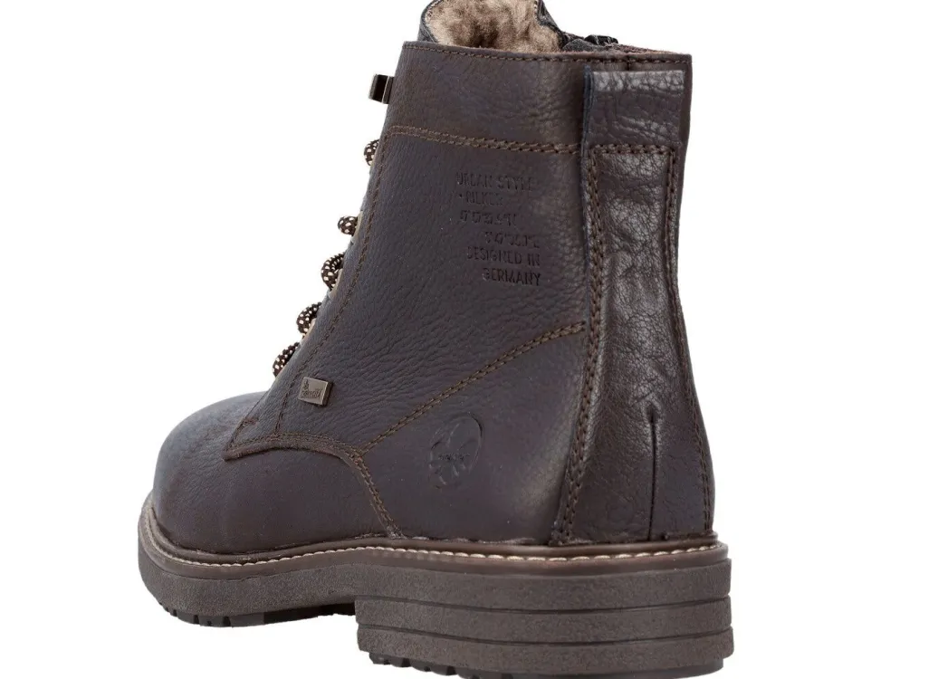 Hot Rieker Schnür-Boot mit Warmfutter aus Lammfell und Plüschmaterial Damen Winterschuhe