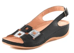 New Sandale aus Rind-Nappaleder mit verstellbarem Fersenriemchen Damen Sandalen