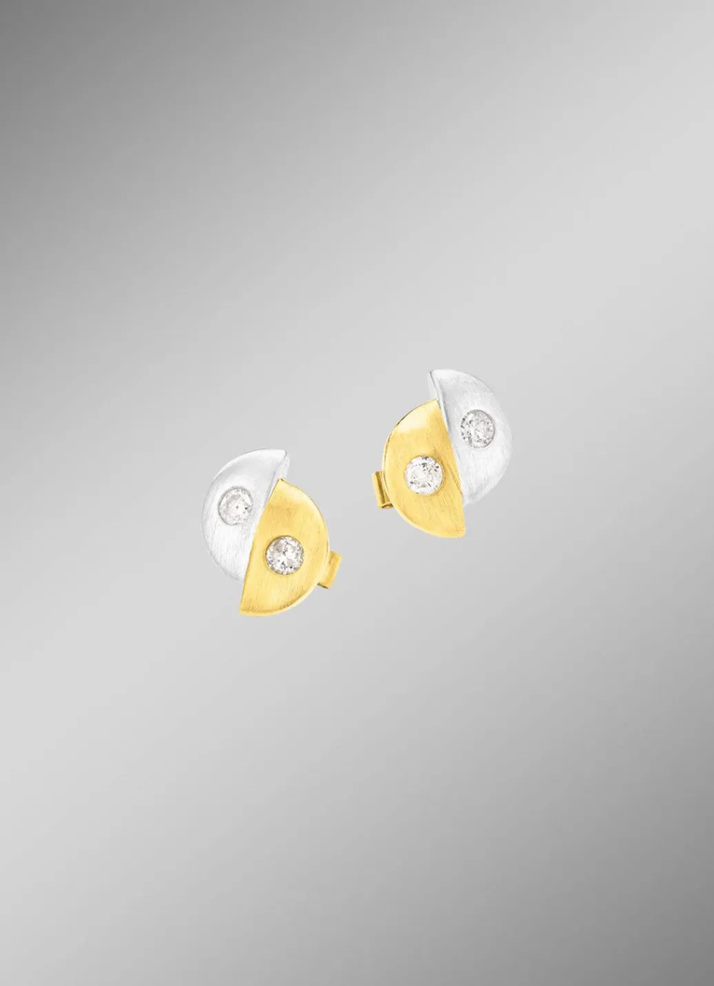 Damen Mona Ohrschmuck<Satinierte Ohrstecker in Bicolor mit 4 Brillanten