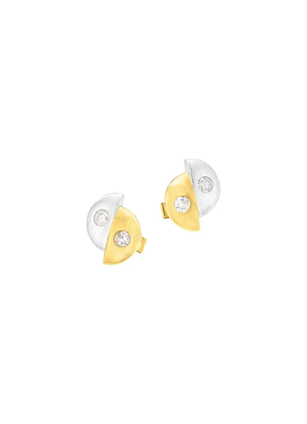 Damen Mona Ohrschmuck<Satinierte Ohrstecker in Bicolor mit 4 Brillanten