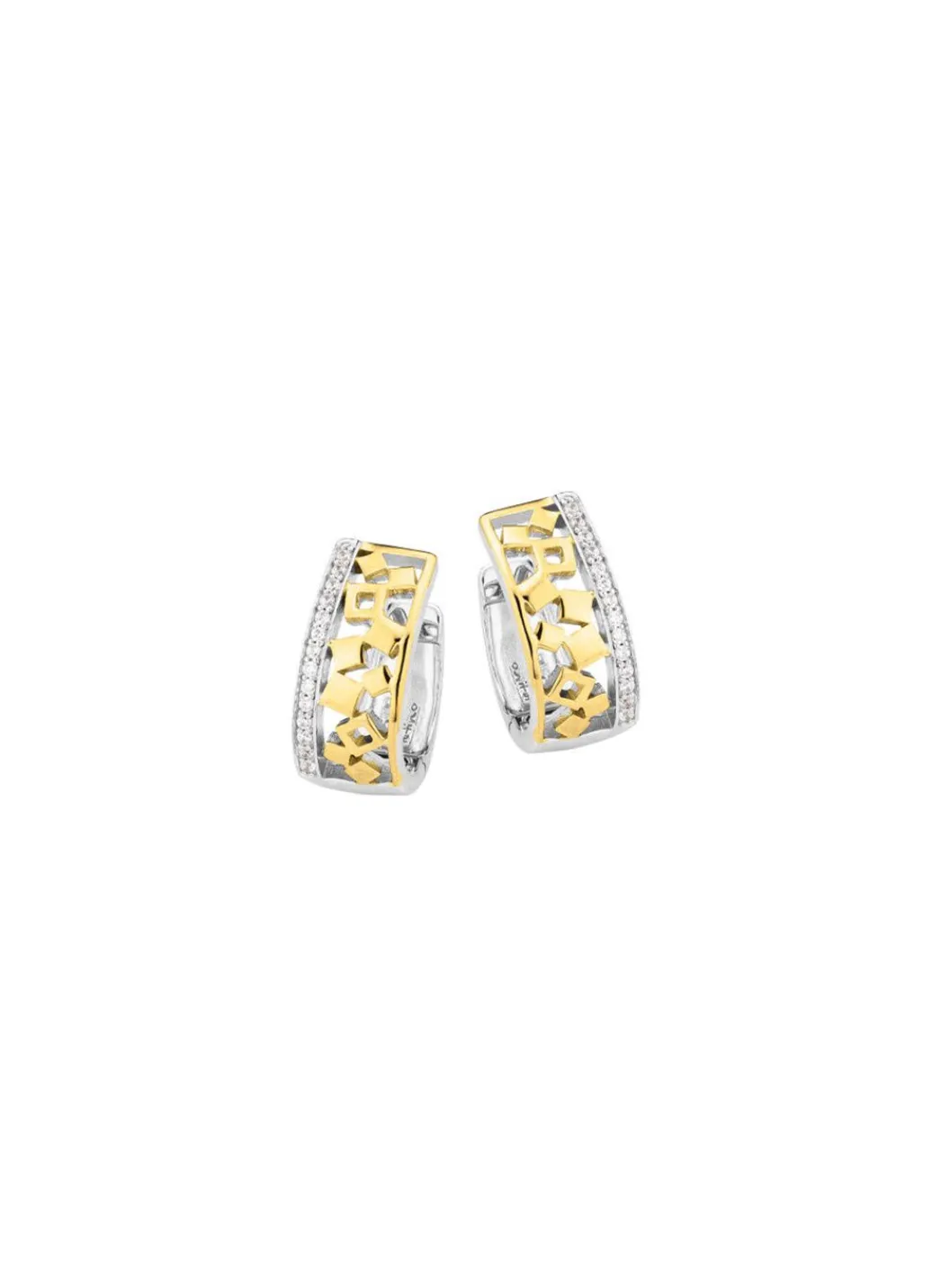 Discount Schicke Klappcreolen in Bicolor mit Zirkonia Damen Ohrschmuck