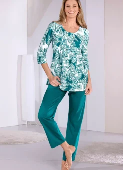Damen Mona Schlafanzüge<Schlafanzug mit 3/4 langen Ärmeln und langer Hose