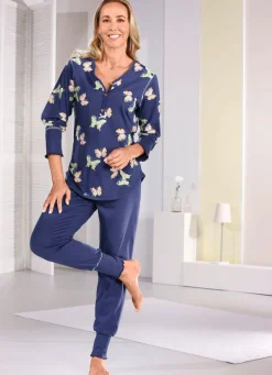Damen Mona Schlafanzüge<Schlafanzug mit gebogten Bündchenabschlüssen