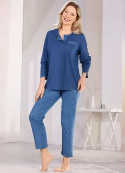 Damen Mona Schlafanzüge<Schlafanzug mit Knopfleiste und Brusttasche