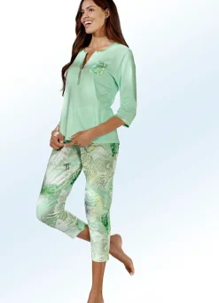 Damen Mona Schlafanzüge<Schlafanzug mit 3/4-langen Ärmeln und 7/8-langer Hose