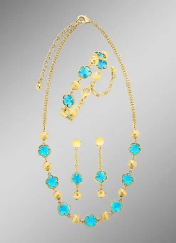 Schmuckset, 3-teilig, im Blumendesign Damen Modeschmuck