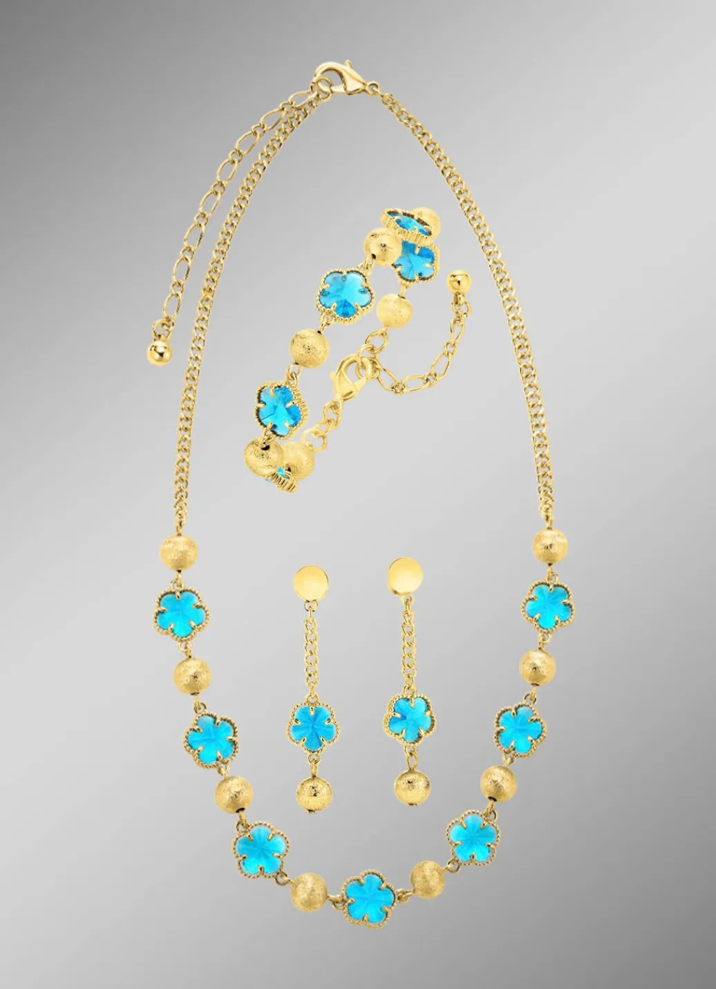 Schmuckset, 3-teilig, im Blumendesign Damen Modeschmuck