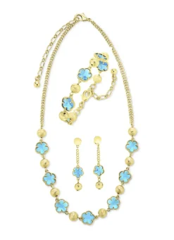 Schmuckset, 3-teilig, im Blumendesign Damen Modeschmuck