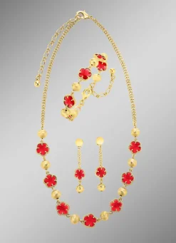 Clearance Schmuckset, 3-teilig, im Blumendesign Damen Modeschmuck
