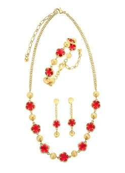 Clearance Schmuckset, 3-teilig, im Blumendesign Damen Modeschmuck