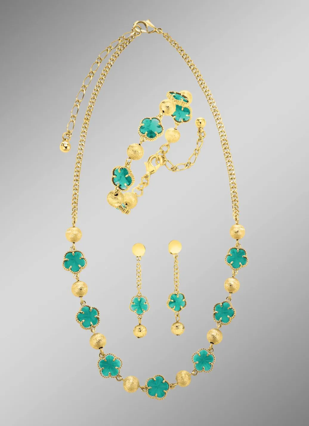 Discount Schmuckset, 3-teilig, im Blumendesign Damen Modeschmuck
