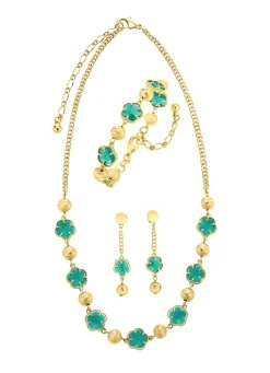 Discount Schmuckset, 3-teilig, im Blumendesign Damen Modeschmuck
