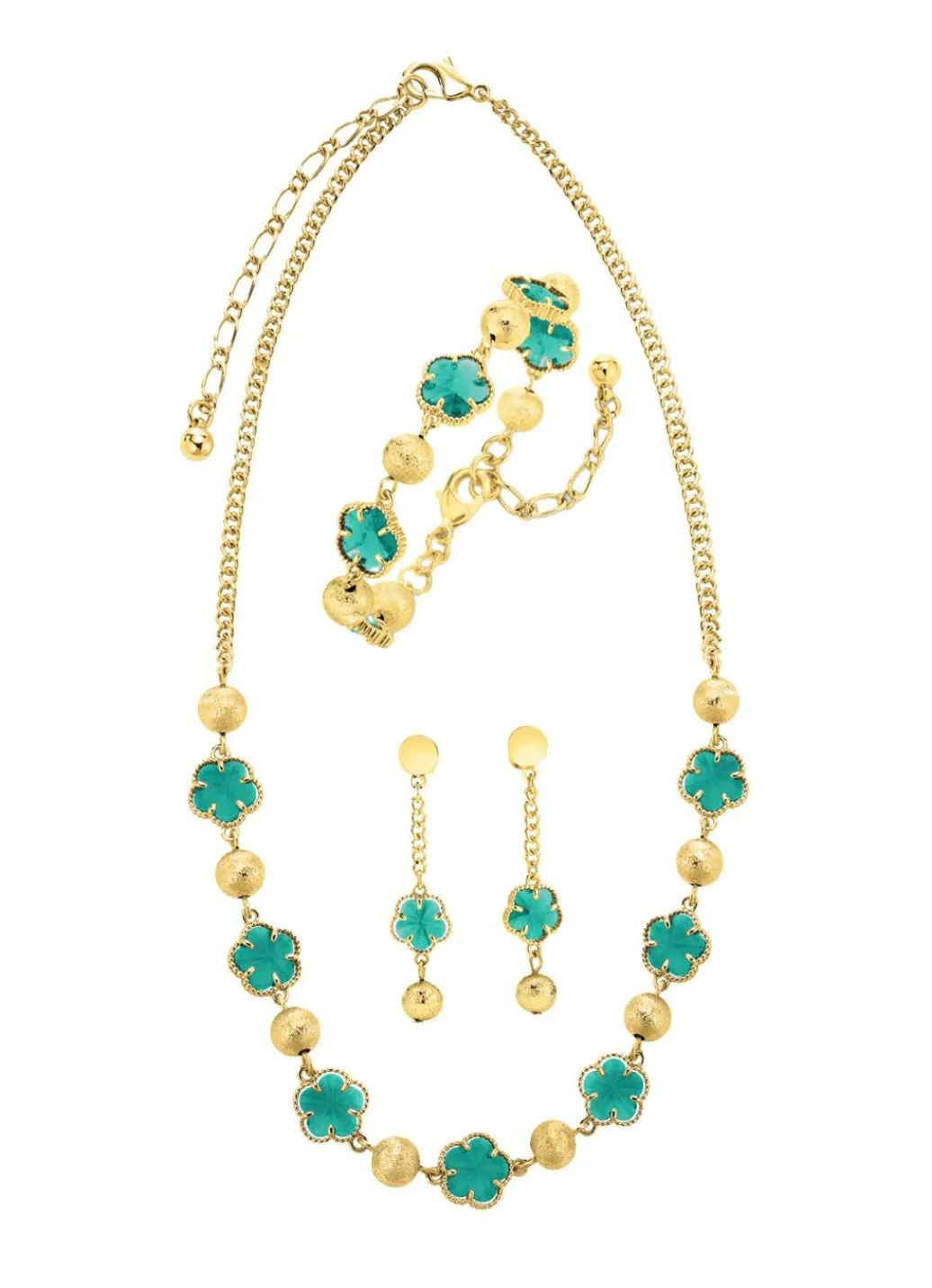 Discount Schmuckset, 3-teilig, im Blumendesign Damen Modeschmuck
