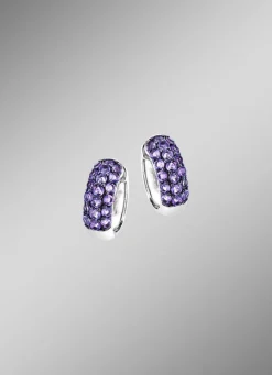 Clearance Schöne Klappcreolen mit echt Amethyst Damen Ohrschmuck