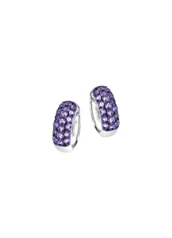 Clearance Schöne Klappcreolen mit echt Amethyst Damen Ohrschmuck
